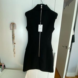 Balmain black wool vest dress with silver buttons